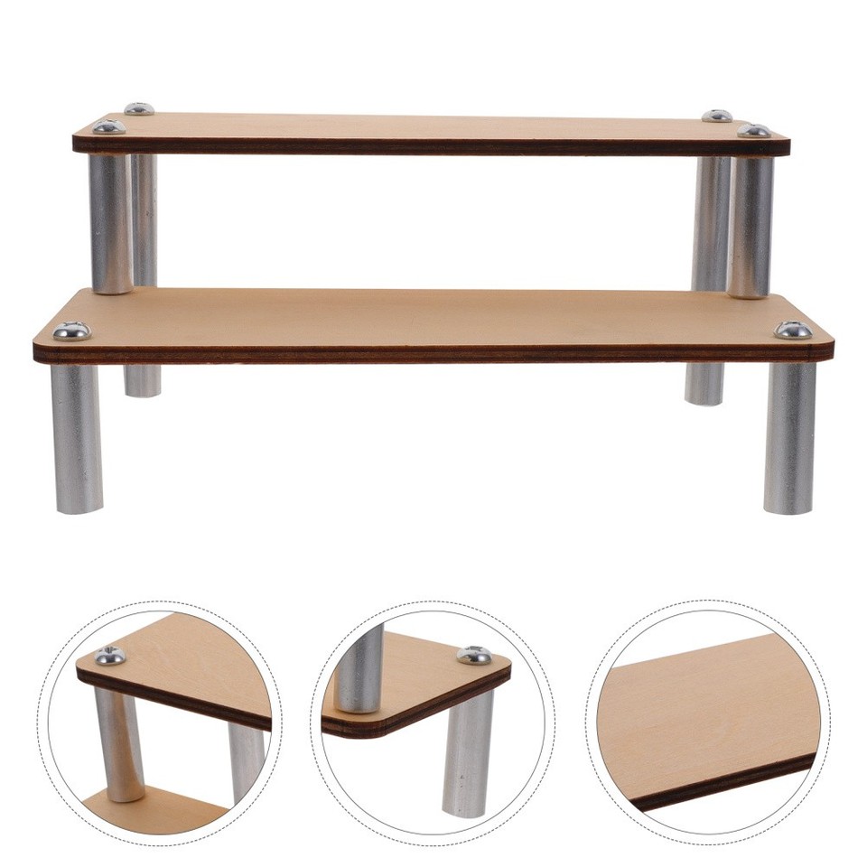 Khaki Wood Display Shelf Sturdy Riser Stand for Model Collection ...