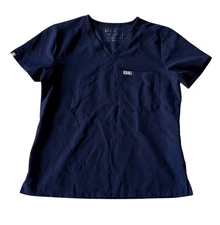 Figs Catarina Scrub Top Womens Small Petite Navy Blue Technical Collection