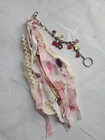 Purse Bag Charm Key Ring Keychain Shabby Bling Pink Multicolor Upcycled 14" Boho