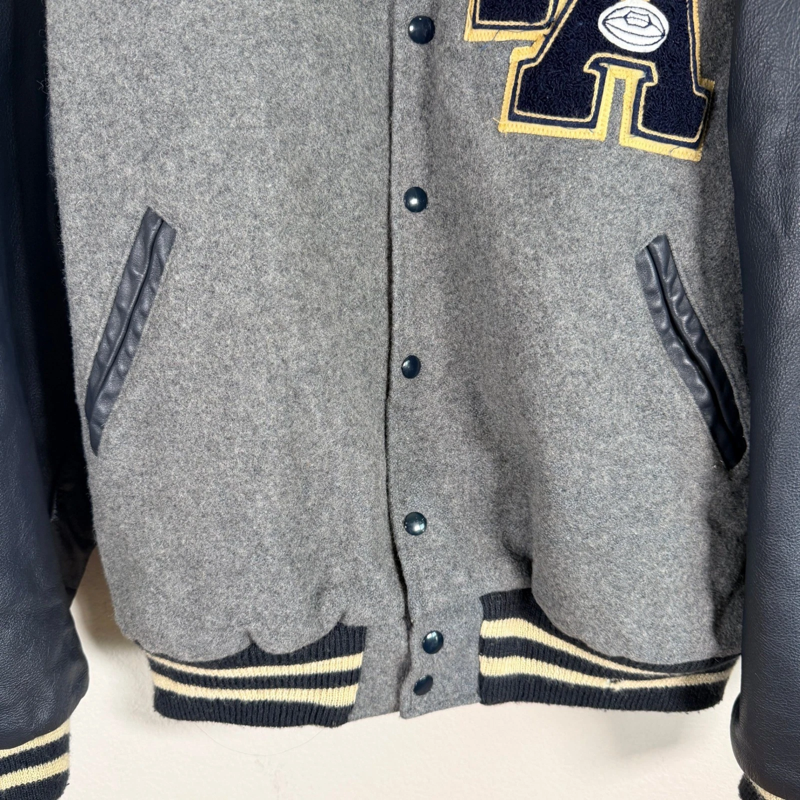 Vintage Neff Varsity Letterman Jacket Mens 3XL Leather Wool Chenille Bruins read - product detail image 6