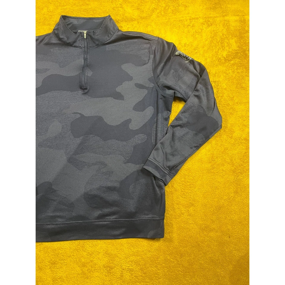 Peter Millar Mens Camo Quarter Zip Pullover Long Sleeve Shirt Navy L - Image 3 of 4