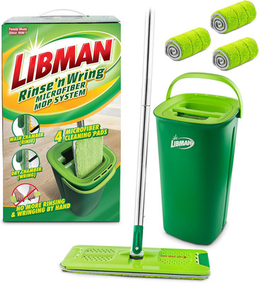 Rinse 'N Wring Microfiber Mop & Bucket System for All Floors, 4 Pads Included