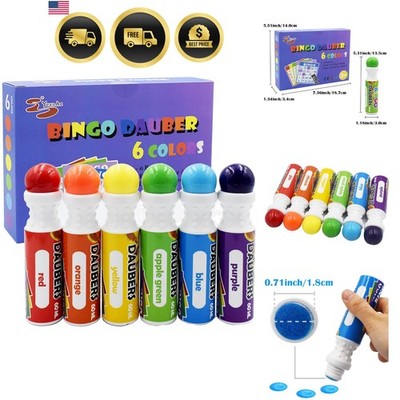 Bingo Daubers Dot Markers - Mixed Colors Set of 6 Pack