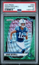 2024 Panini Prizm  Adonai Mitchell #303 Green Wave Prizm (RC) PSA 10