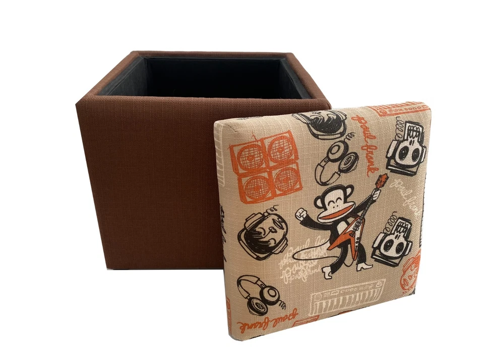 Banco de almacenamiento otomano original Paul Frank caja asiento pie taburete cubo marrón o rojo Foto 2 de 4