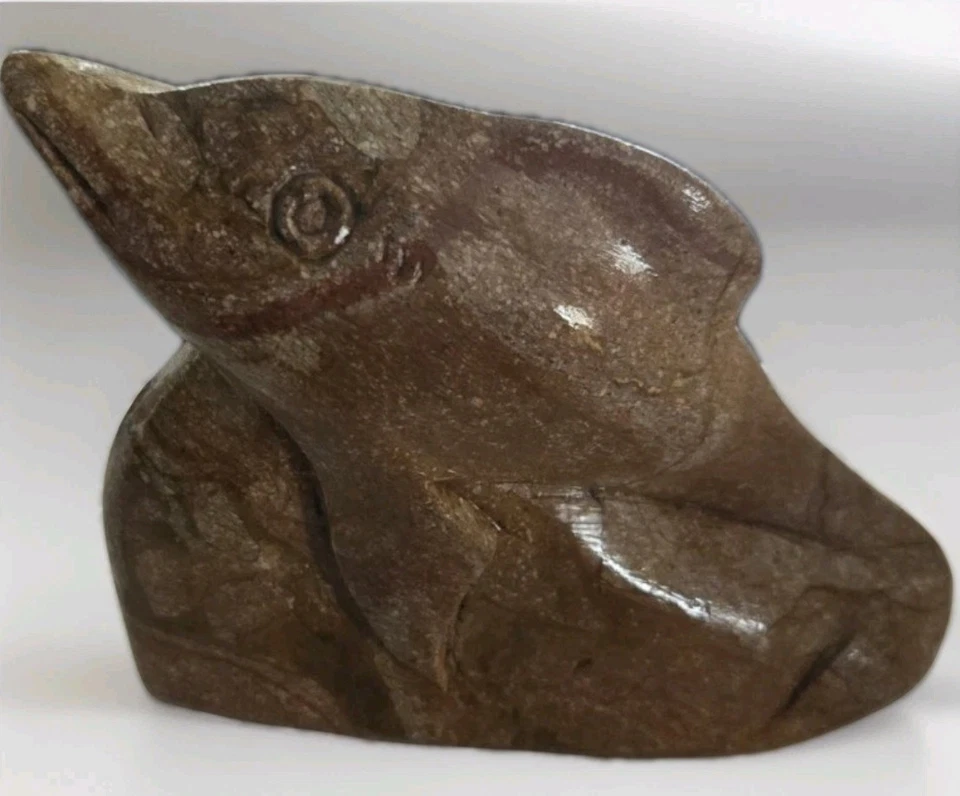 Vintage Carved Stone Fish Sculpture Shelf Sitter Nautical Figurine Signed Panama - Image 2 of 4