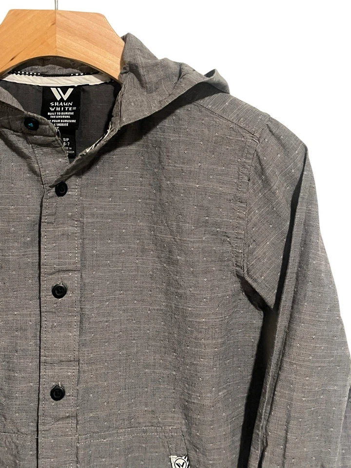 Camisa Shaun Blanca Con Capucha Abotonada Niños Talla S 6/7 Bray Manga Larga Bolsillos Foto 4 de 4