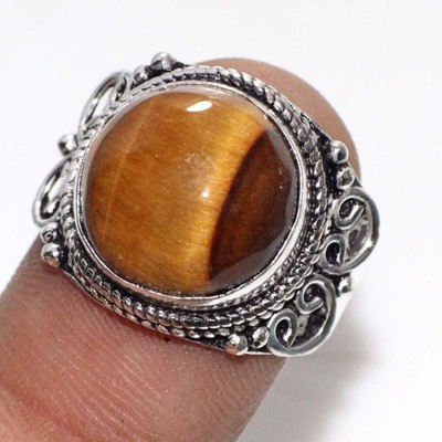 Awesome Tiger Eye 925 Silver Plated Ring US 7 Unique Daily Wear Gift Trendy GW