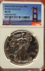 2016 (S) $1 AMERICAN SILVER EAGLE NGC MS70 STRUCK AT SAN FRANCISCO BRIDGE LABEL