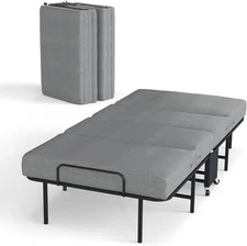 Portable Folding Bed with Memory Foam Mattress Rollaway Cot Twin Made in China