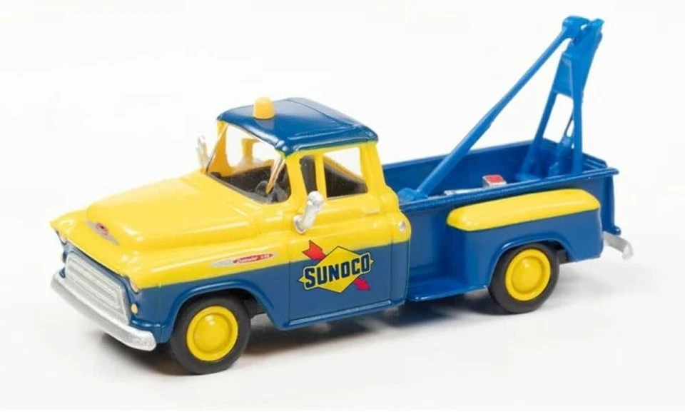 AW Auto World Classic Metal Works 1957 Chevy Pickup Stepside Tow Truck Sunoco HO - Image 3 of 3