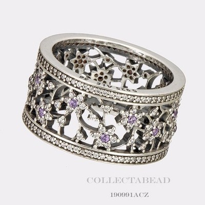 Authentic Pandora Sterling Silver Forget Me Not Purple CZ Ring 190991ACZ