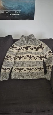 Canadian Native American Art Cowichan Wool Sweater Thunderbirds Genuine Vintage - Photo 1/4
