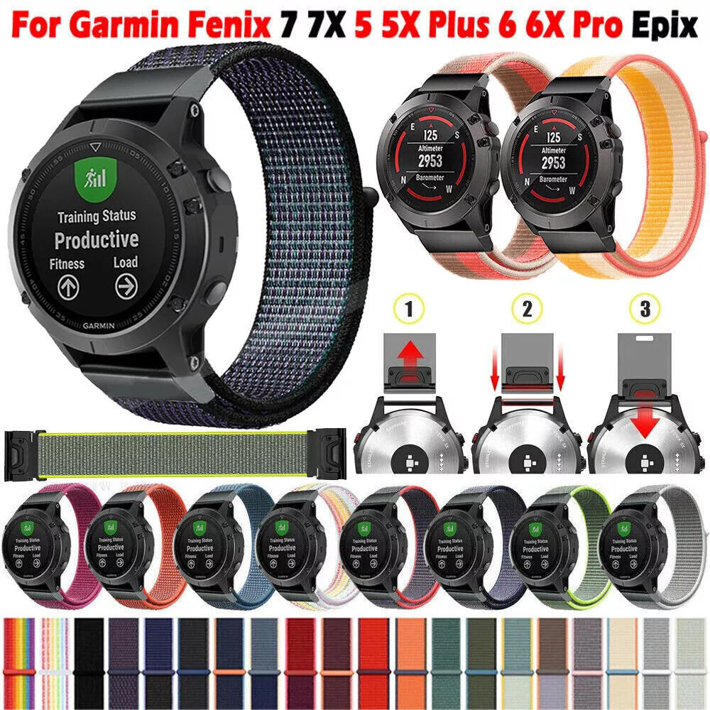 Pour Garmin Tactix 7 Pro / Fenix 7X / Fenix 6X Pro 26mm Nylon Bracelet de  montre Remplacement du bracelet