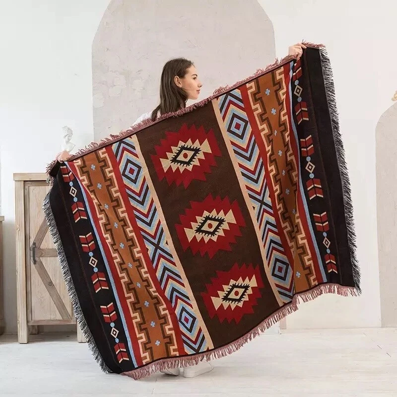 90x210 Vintage Outdoor Party Blanket Knitted Towel Boho Eye Tiger