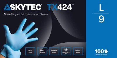 Skytec TX424 Box of 100 Latex & Powder Free 0.10mm Disposable Nitrile Gloves