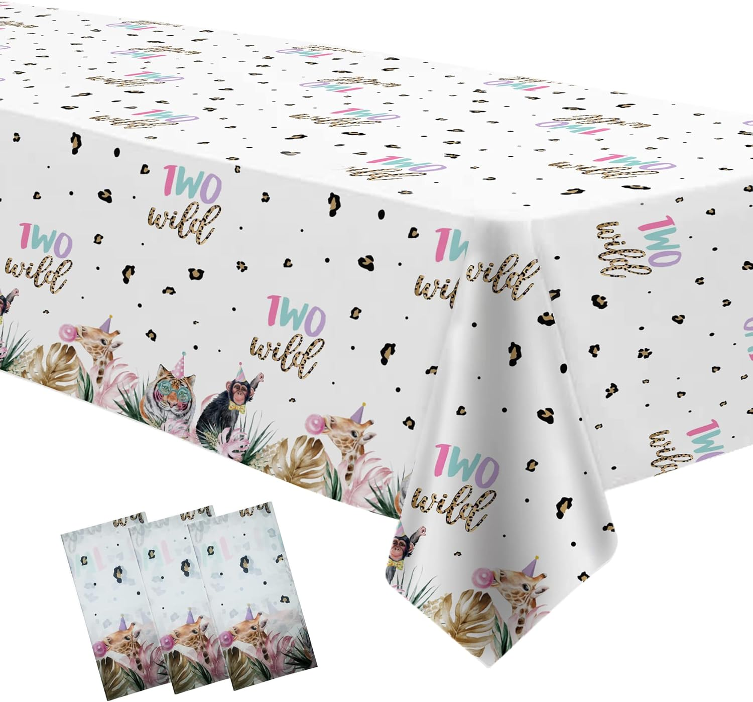Safari Jungle Theme 2nd Birthday Disposable Tablecloth Decorations for Wild Parties