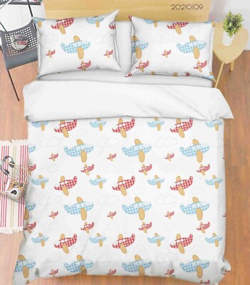 3D Airplane Cloud Cartoon Pattern Quilt Cover Set Bedding Sets Pillowcases Queen