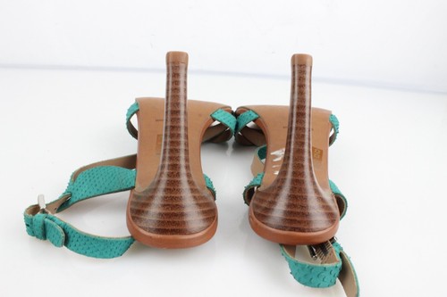 Minelli Sandalias de Piel Verde Turquesa con Tacón T 38 Muy Buen Estado - Imagen 8 de 9