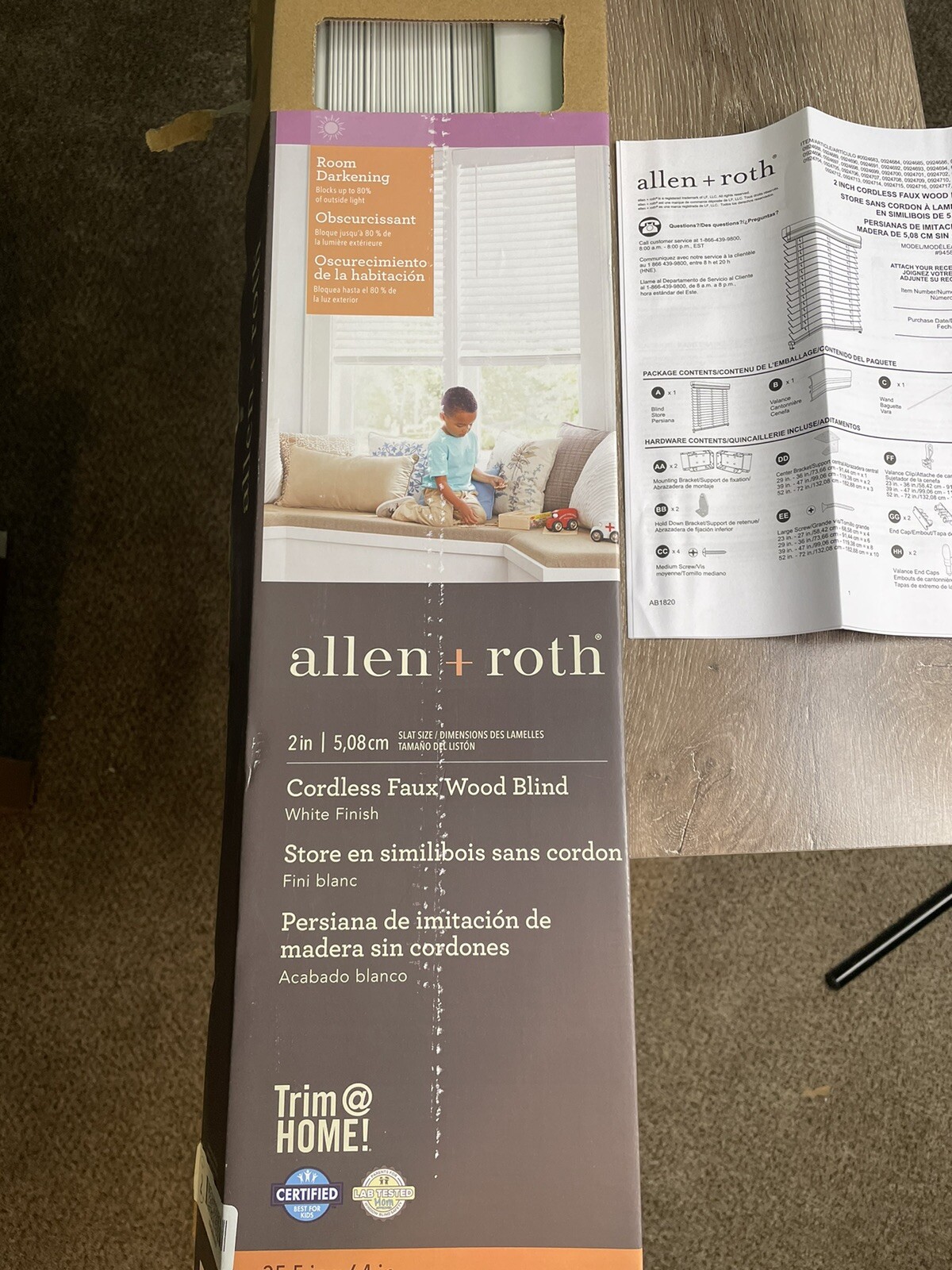 Allen + Roth Cordless Faux Wood Blind White Finish Read Description