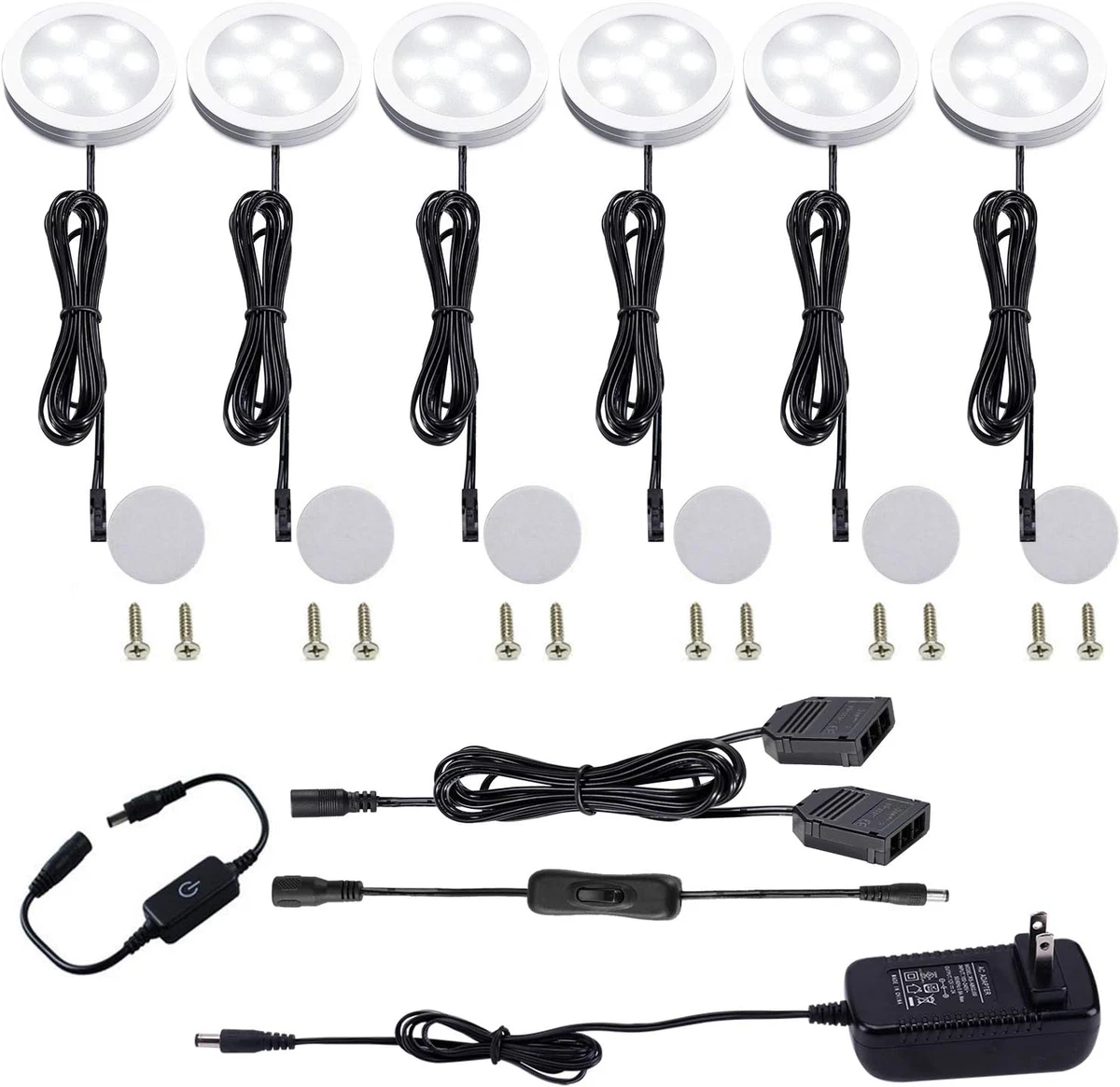 AIBOO under Cabinet LED Puck Lights Kit with Touching Switch