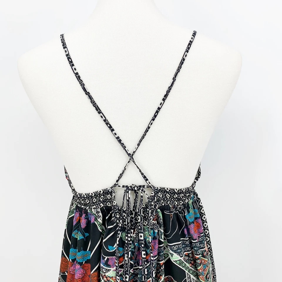 Maxi Vestido Fire Los Angeles L Para Mujer Estampado Boho Festival Cintura Calada Tirantes Foto 3 de 4