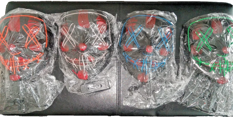 NEW COSPLAY HOLIDAY MASK VARIOUS COLORS BATTERY OPERATED BUY 1 GET 1 FREE MASK - Image 4 of 4