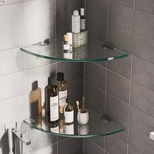 2 Pack Glass Corner Shelf Bathroom Shower Caddy Basket Shelf Shampoo Holder