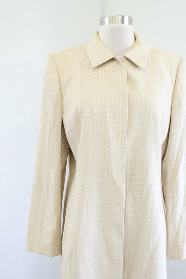 Chaqueta gabardina Tahari ASL Levine beige estampado geométrico en bloques talla 10 carrera Foto 2 de 4