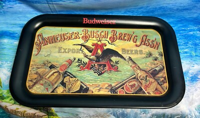 Budweiser Anheuser Busch Export Beers Metal Serving Tray 1987   14''x 9''