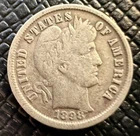 1898 CUD ERROR ON 8 Barber Dime Problem Free Fine FREE SHIPPING