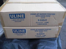 2 NEW Sealed Cartons (2000) Uline Stand-Up Barrier Pouches w/Hang Hole S-24541