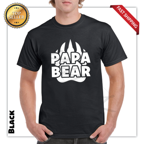 Papa Bear Adult Printed Funny T-Shirt - Picture 1 of 102