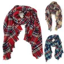 ScarvesMe Stylish Warm Gorgeous Check Pattern Plaid Soft Oversized Wrap Scarf