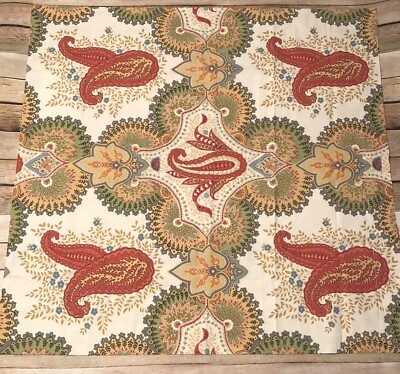 Pottery Barn Linden Paisley Pillow Sham Euro Orange Green Ivory