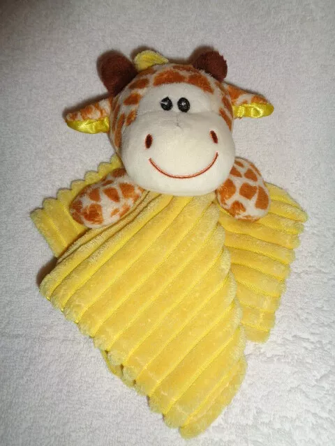 Giraffe Yellow ribbed brown spots plush satin Baby Security