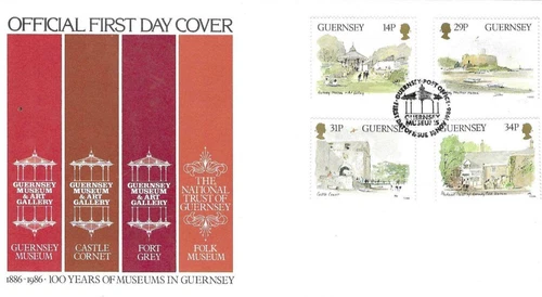 Guernsey Comm/FDC - 100 Years of Museums - Guernsey -  1986  (GUE206)