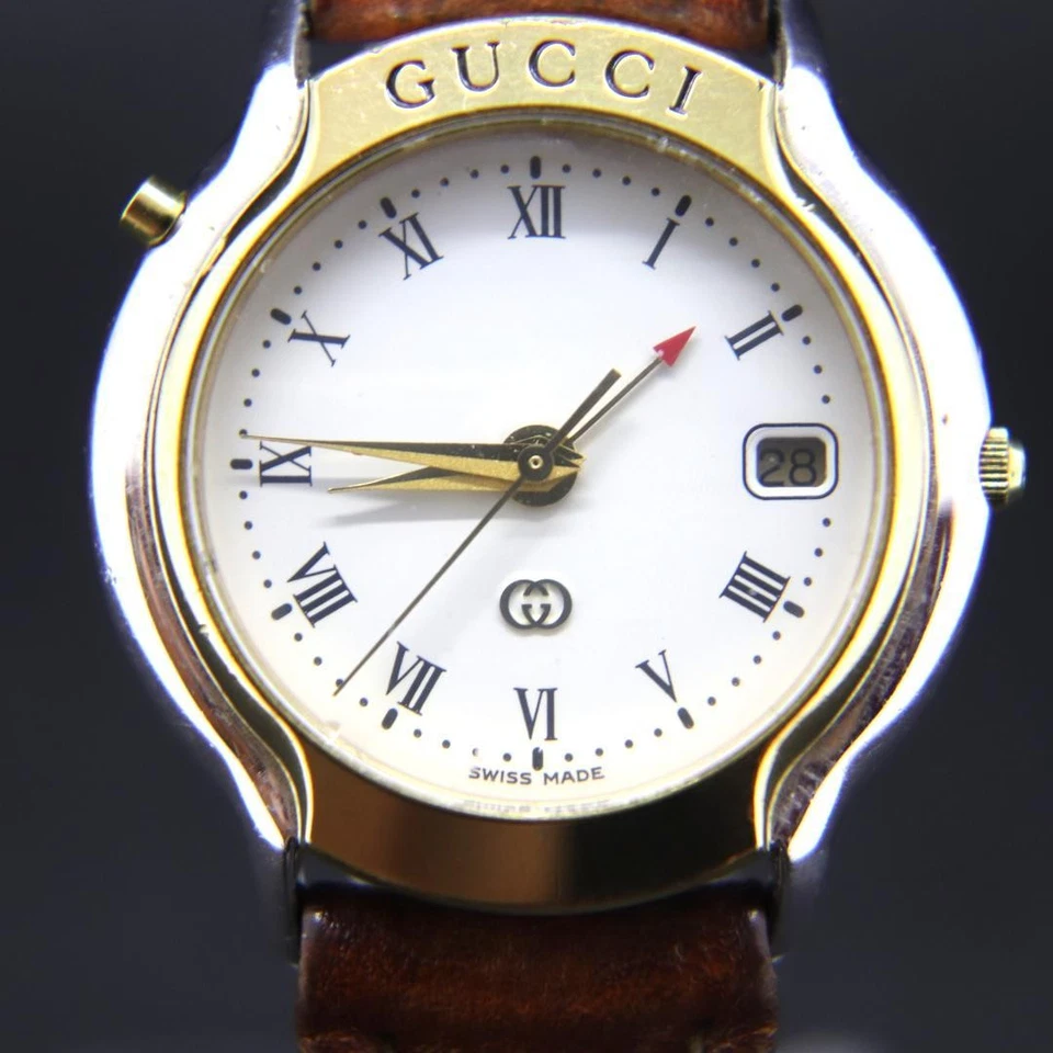 Reloj Gucci 8200M Hombre 32mm Cuarzo Redondo Blanco Vintage Fecha Hecho en Suiza Foto 3 de 4