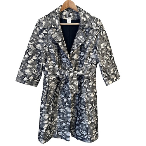 Anni Kuan 100% Silk Embroidered Jacket Womens 8 Designer USA Artsy Avant Garde