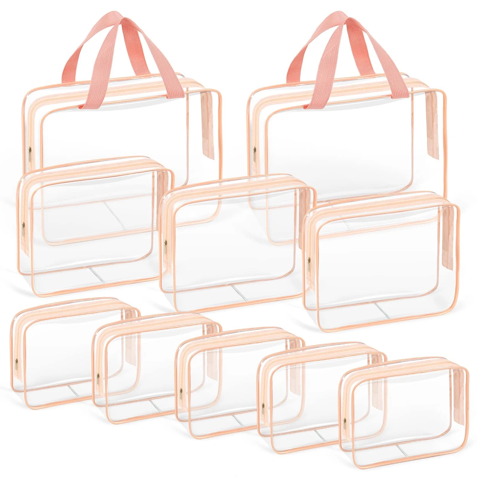 10 PCS Clear Travel Makeup Toiletry Bag, Plastic PVC Cosmetic TSA Approved Or...