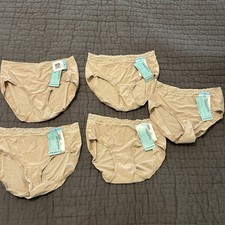 Lot Of 5 Vintage Vanity Fair Beige Lace Waistband Hipster Size 5 With Tags