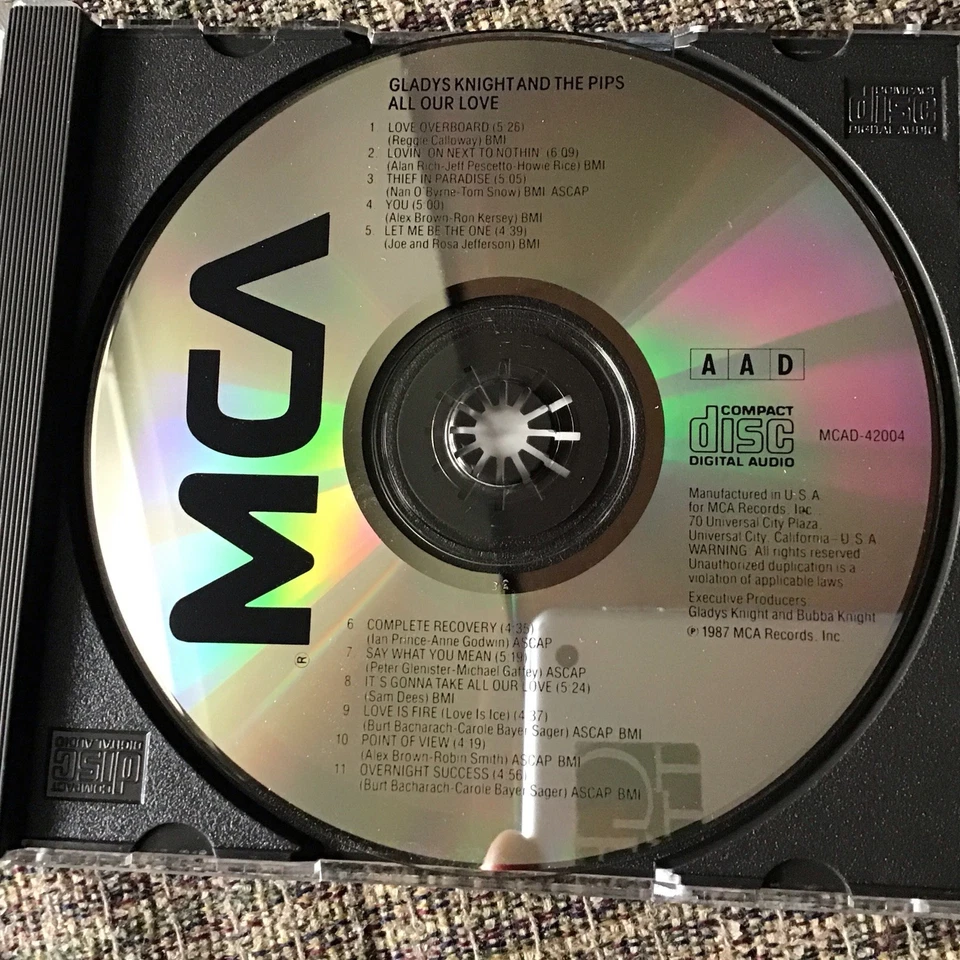 GLADYS KNIGHT & THE PIPS ALL OUR LOVE 1987 CD OOP MCA PRINT 11TRX - Image 4 of 4