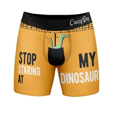 Mens Stop Staring At My Dinosaur Boxers Funny Sarcastic Sexual Joke Novelty