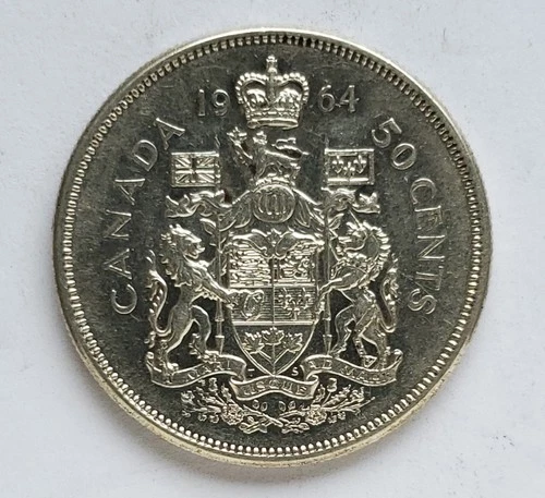 1964 CANADA SILVER 50 CENT - EF40 - QUEEN ELIZABETH II HALF DOLLAR #644