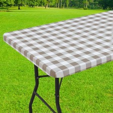 Rectangle Picnic Table Cloth Elastic Waterproof Fitted Vinyl Tablecloths Flannel