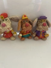 LJN Toys Vintage Wrinkles the Dog Rubber Finger Puppets 3.5" with Lot Of 3