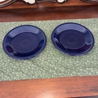 Lot of 2 Fiesta Ware Cobalt Blue Salad Plates 7 1/4” Navy Dark Blue No Chips