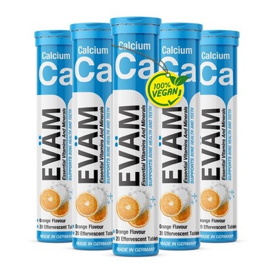 Calcium Hochdosiert Brausetabletten Knochen Zähne Muskeln Vegan Zuckerfrei Tabs