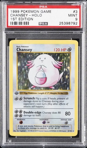 Chansey (1st Edition) graded PSA 9 for sale on eBay
