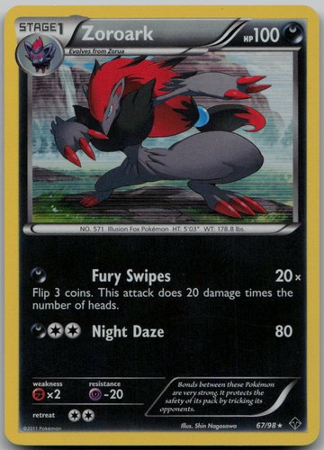 Zoroark Holo 67/98 Holo Rare Emerging Powers LP Pokemon Card